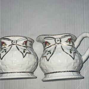 Elegant White Ceramic Pitcher and Sugar Bowl Set